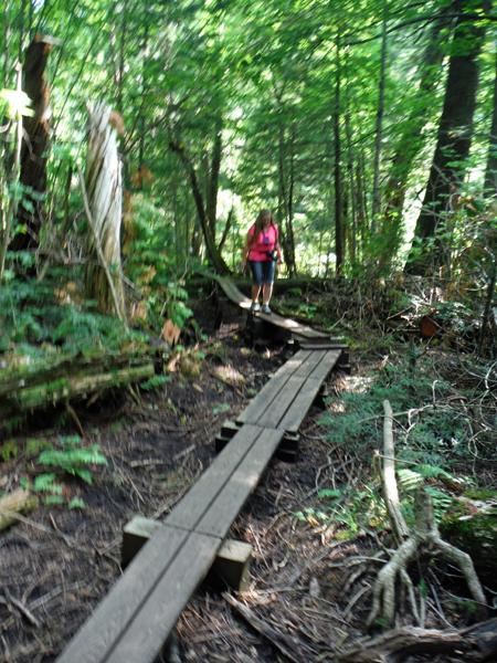 Karen Duquette hiking to Greenstone Falls